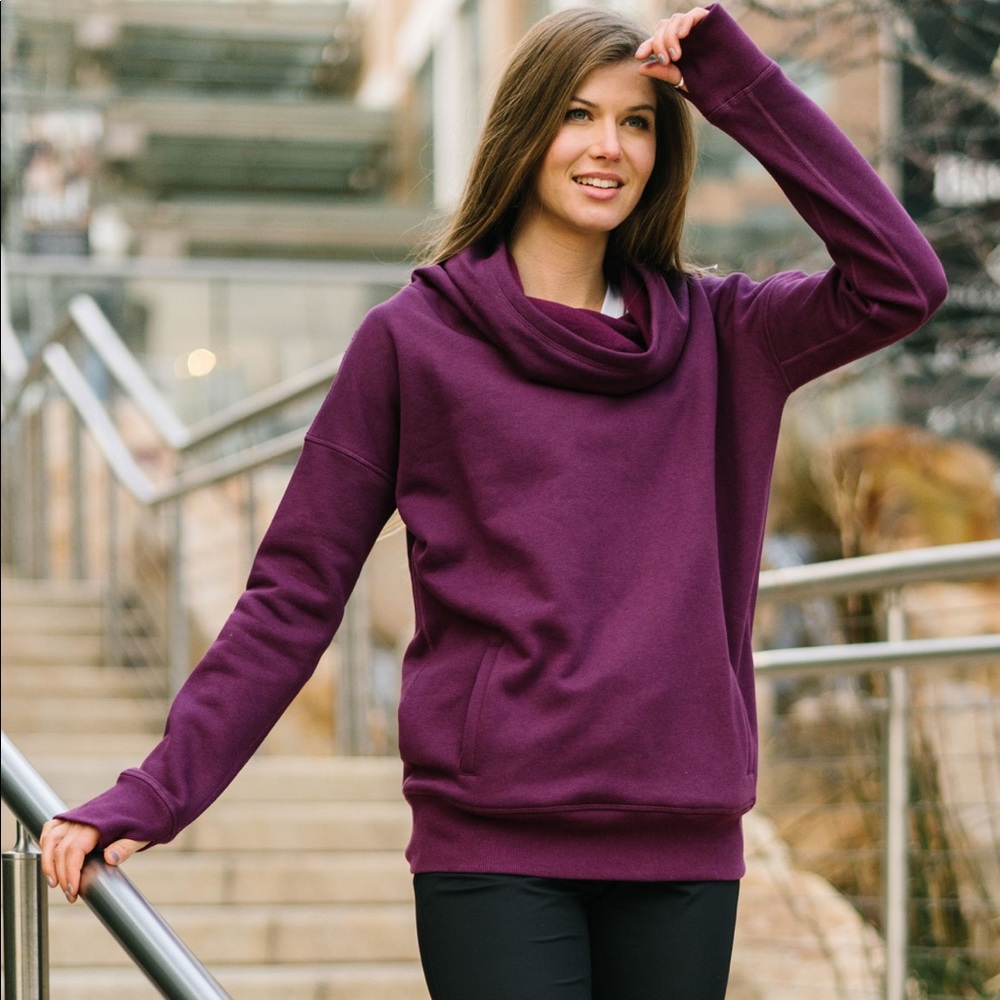 Zyia Plum Cowl neck hoodie NWOT